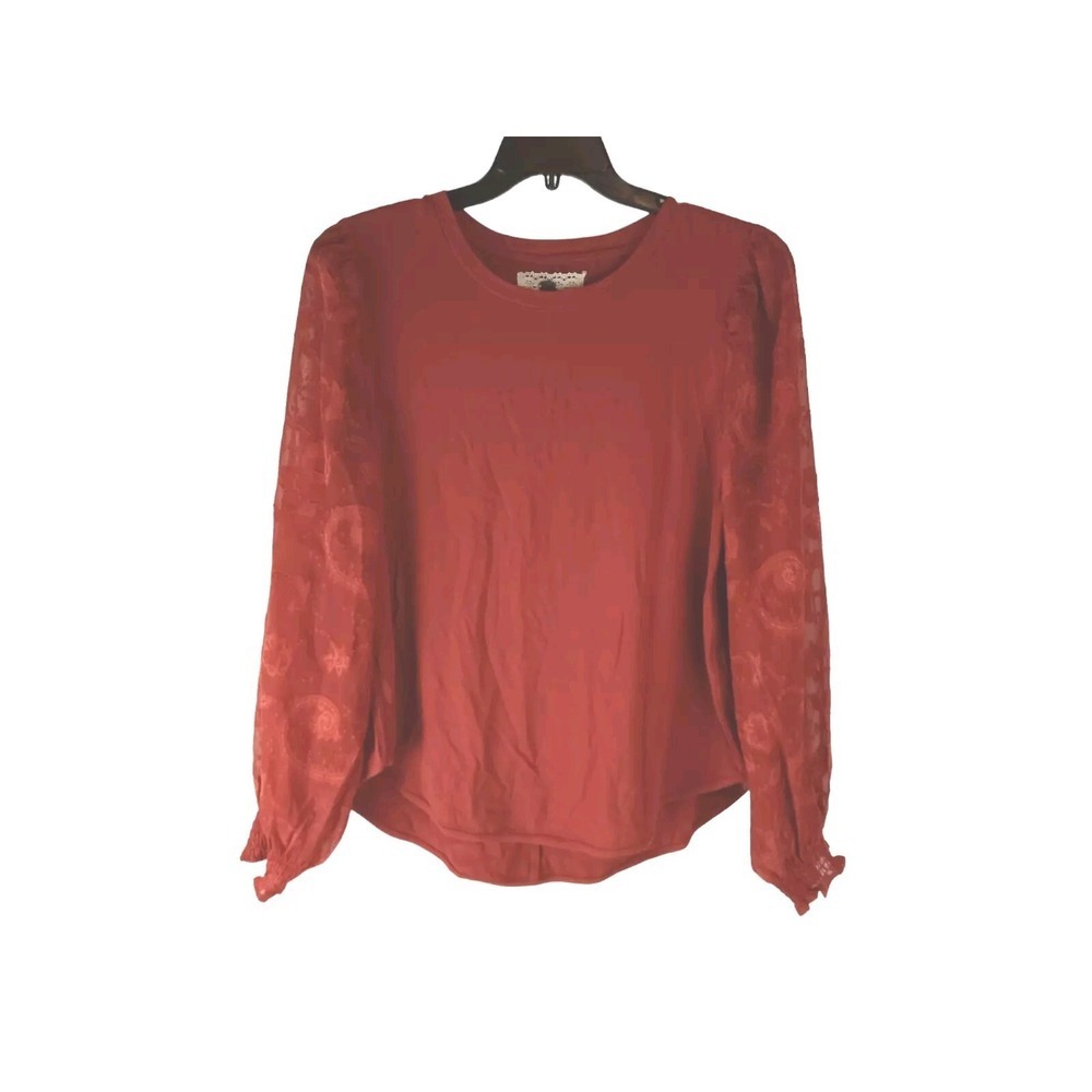 Cupio Juliana Women's Blouse Brown Blouson Sleeve Floral Round Neck Pullover‎ XL